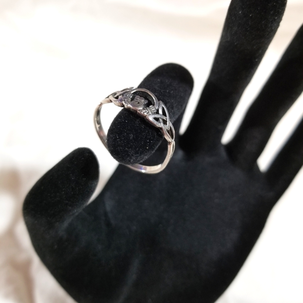Sterling Silver Celtic Claddagh Irish 8mm Band Ring, Size 12